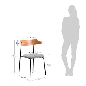 Eetkamerstoelen Ophir (set van 2) geweven stof/metaal - Eikenhoutlook/Lichtgrijs