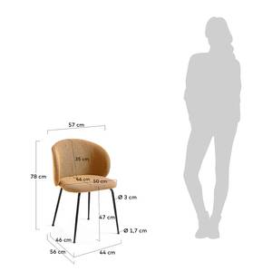 Gestoffeerde stoelen Mellis (set van 2) structuurstof/metaal - zwart - Mosterdgeel