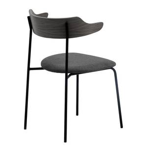 Eetkamerstoelen Ophir (set van 2) geweven stof/metaal - Zwart eikenhouten look/Grijs