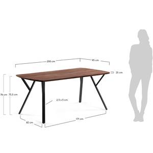 Eettafel Boyds massief acaciahout/ijzer - zwart - 200 x 95 cm