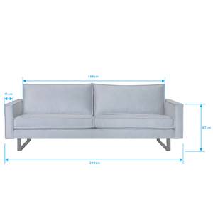 3-Sitzer Sofa Liel Samt Onoli: Hellgrau