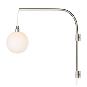 LED-wandlamp Buddy melkglas/roestvrij staal - 1 lichtbron - Zilver