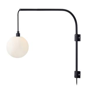 LED-wandlamp Buddy melkglas/staal - 1 lichtbron - Zwart