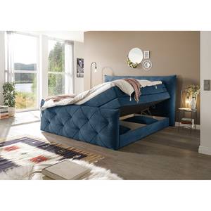 Lit boxspring Bellvue Avec tête de lit - Bleu foncé