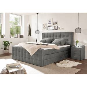 Lit boxspring Bellwood Avec tête de lit - Microfibre Salvo: Anthracite - 160 x 200cm