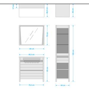 Salle de bain One II (3 éléments) Partiellement en chêne massif - Largeur : 125 cm