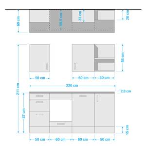 Cuisine Korkee I Sans appareil électroménagers - Blanc / Anthracite - Sans électroménager