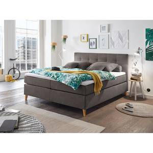 Letto boxspring Campile (con topper) Tessuto - Grigio fumo