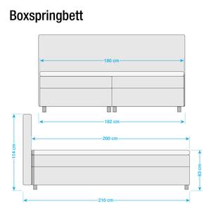 Lit Boxspring Campile Tissu - Gris fumé