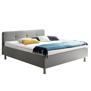 Gestoffeerd bed Amelie Heldergrijs - 180 x 200cm - Chroomkleurig glanzend