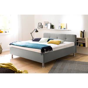 Gestoffeerd bed Amelie Heldergrijs - 180 x 200cm - Chroomkleurig glanzend