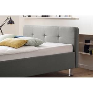 Gestoffeerd bed Amelie Heldergrijs - 180 x 200cm - Chroomkleurig glanzend