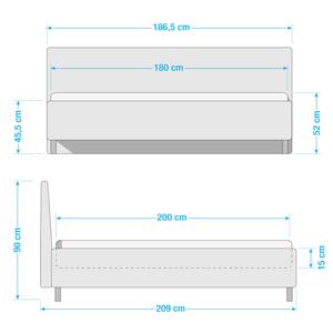 Polsterbett Amelie exkl. Lattenrost, Matratze & Dekoration - Eisblau - 180 x 200cm - Eiche Hell