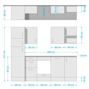 Küchenzeile Korkee II Weiß / Anthrazit - Ohne Elektrogeräte