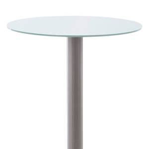 Table haute Zilker I Verre sécurité / Acier inoxydable - Acier inoxydable - Blanc mat
