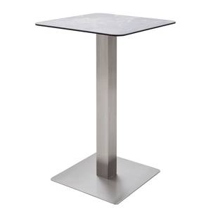 Table haute Zilker II Verre sécurité / Acier inoxydable - Acier inoxydable - Gris clair