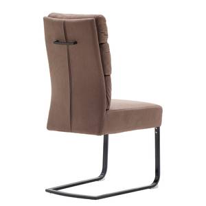 Chaises cantilever Redan (lot de 2) Microfibre / Acier - Marron vintage - Noir