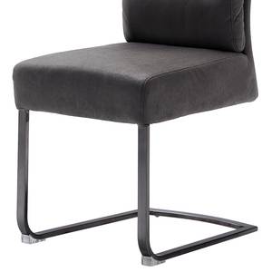 Chaises cantilever Redan (lot de 2) Microfibre / Acier - Gris vintage - Noir