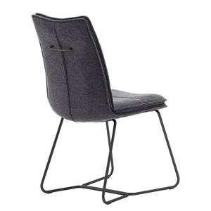 Chaises Hesket (lot de 2) Chenille / Acier - Anthracite - Noir