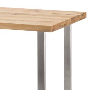 Table haute Carver Chêne sauvage massif / Acier inoxydable - Chêne sauvage / Acier inoxydable - Chêne sauvage - 120 x 80 cm - Argenté