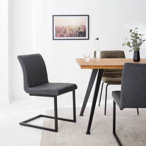 Sledestoelen Finga IV (set van 2) kunstleer/metaal - donkergrijs/zwart