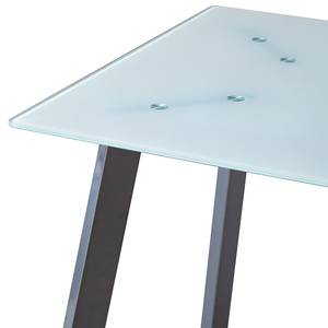 Eettafel Fabius glas/metaal - wit/mat chroomkleurig