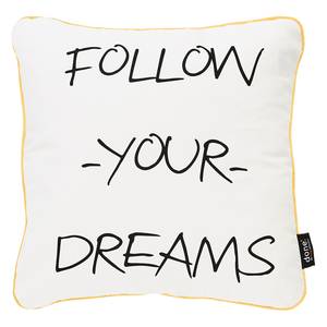 Sierkussen Follow Your Dreams katoen - wit / geel