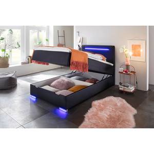 Lit boxspring Las Vegas Avec tiroir de lit - Cuir synthétique Mei: Noir - 140 x 200cm