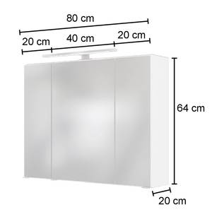 Spiegelkast Dante inclusief verlichting - Grafiet - Breedte: 80 cm