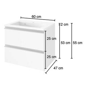 Waschtisch Dante I Inklusive Mineralgussbecken - Rauchsilber / Graphit - Breite: 60 cm