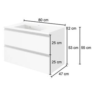 Wastafel Dante I Incl. wasbak van polymeerbeton - Rookzilver/Grafiet - Breedte: 80 cm