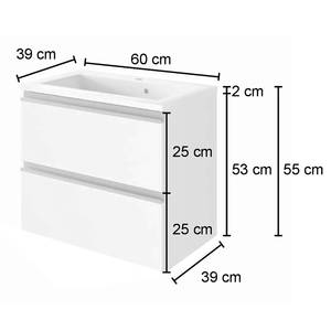 Meuble vasque Dante Avec vasque en fonte minérale - Blanc