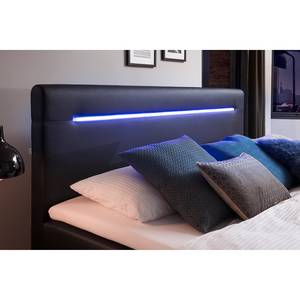 Lit boxspring Lights Imitation cuir - Noir - 160 x 200cm - 2 tiroirs de lit