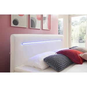 Letto boxspring Lights incl. coprimaterasso &amp; illuminazione - ecopelle - nero - Bianco - 160 x 200cm - 2 contenitori