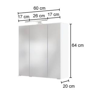 Spiegelschrank Corno Inklusive Beleuchtung - Weiß - Breite: 60 cm