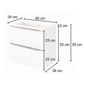 Wastafel Corno III Incl. wasbak van polymeerbeton - Mat wit