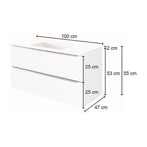 Meuble avec vasque Corno II Avec vasque en céramique - Blanc mat - Largeur : 100 cm