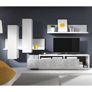 Ensemble meubles TV Littor (3 éléments) Blanc / Imitation béton - Blanc / Imitation béton
