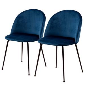 Gestoffeerde stoel Luray set van 2 fluweel/metaal - donkerblauw/zwart - Donkerblauw