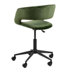 Chaise de bureau Buggio Velours/ Métal - Vert sapin / Noir - Vert foncé