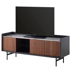 Tv-meubel Darby fineer van echt hout - walnotenhout/mat grijs