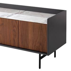 Meuble TV Darby Placage en bois véritable - Noyer / Gris mat