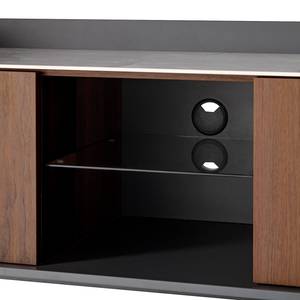 Tv-meubel Darby fineer van echt hout - walnotenhout/mat grijs