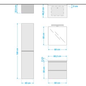 Salle de bain Livo II (3 éléments) Éclairage intégré - Blanc
