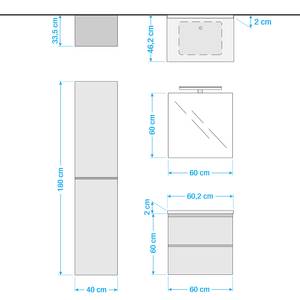 Badkamerset Livo II (3-delig) inclusief verlichting - wit