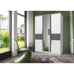 Armoire Koblenz II avec compartiment à accessoires à droite ou à gauche au choix - Blanc / Graphite - Largeur : 135 cm