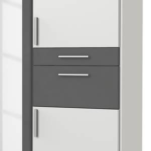 Armoire Koblenz II avec compartiment à accessoires à droite ou à gauche au choix - Blanc / Graphite - Largeur : 135 cm