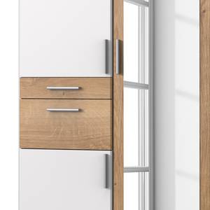 Armoire Koblenz II avec compartiment à accessoires à droite ou à gauche au choix - Blanc / Imitation chêne - Largeur : 179 cm