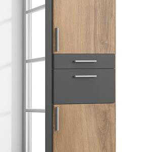 Draaideurkast Koblenz II incl. vak voor accessoires naar keuze link/rechts - Eiken planken look - Breedte: 135 cm