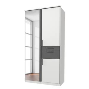 Drehtürenschrank Koblenz I inkl. Accessoires Fach - Weiß / Graphit - Breite: 91 cm